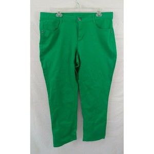 Beverly Drive Womens Jeans Sz 18W Bright Green Floral Beaded Pocket Recycled